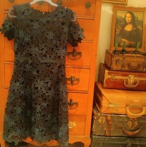 💃Elie Tahari blue and brown floral lace dress